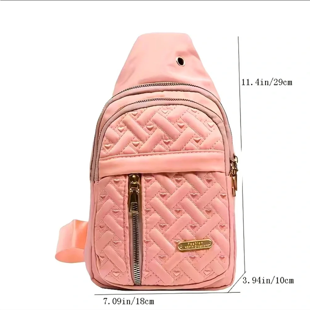 NWT Pink embroidery with hearts mini backpack - Picture 1 of 2